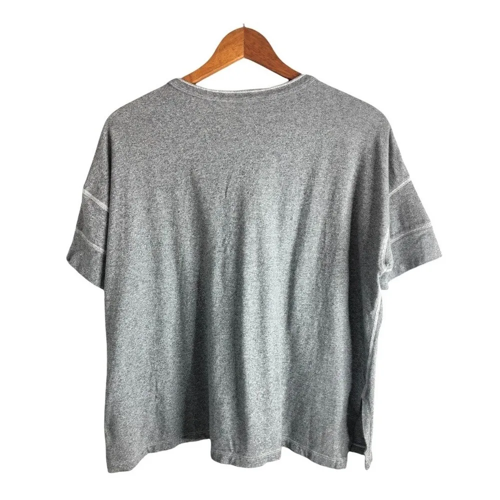 American Eagle Grey Short Sleeve Relaxed Buttoned T-shirt - Image 2