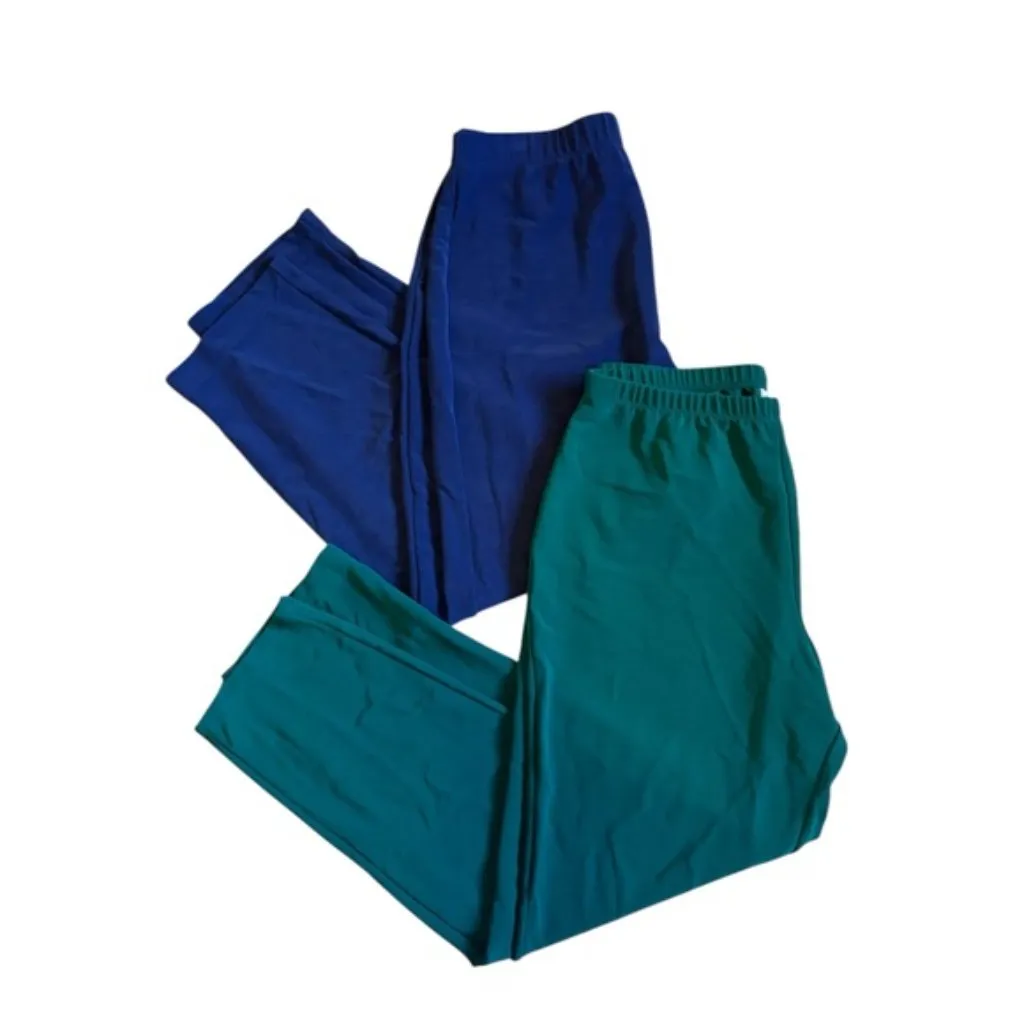 Bundle of 2 Susan Graver Modern Essentials Liquid Knit Blue Green Sofia Pants - Image 3