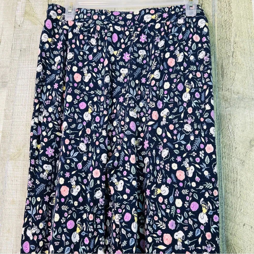 Peanuts Medium Cartoon Characters & Floral Pattern w/Pockets & Stretch Waistband Blue - Image 9