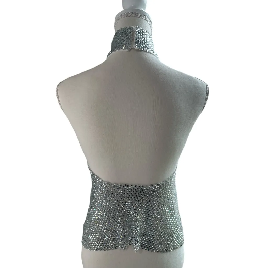 The New Arrivals by Ilkyaz Ozel Angela Top in Elmas 36 Womens Crystal Tank Silver Size undefined - Image 8