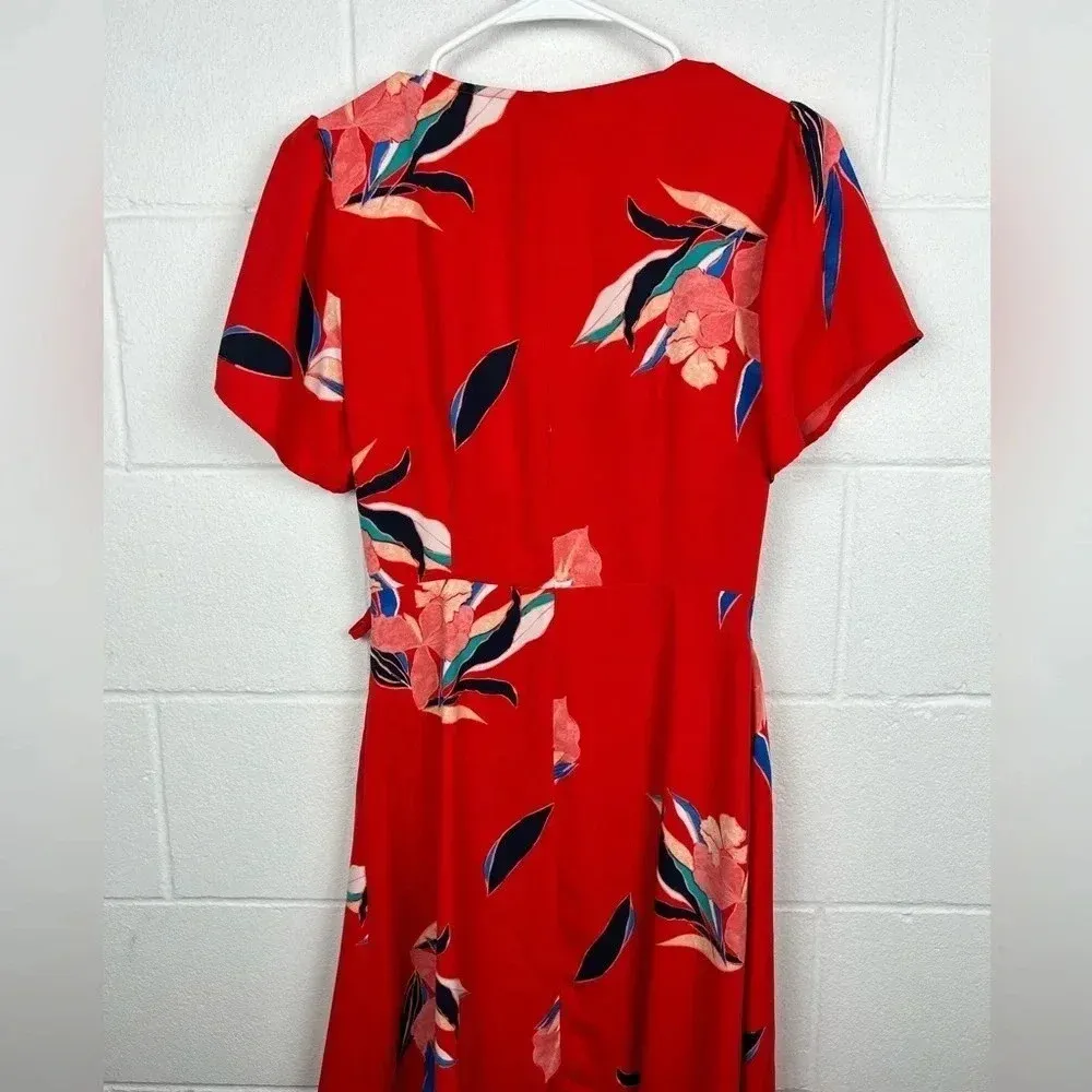 🌺🌹🌸 A New Day Beautiful Bright‎ Red Floral Wrap Dress Size XS - Image 7