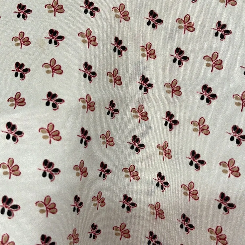 Vintage Neckerchief Scarf Cream Burgundy Flowers Red - Image 2