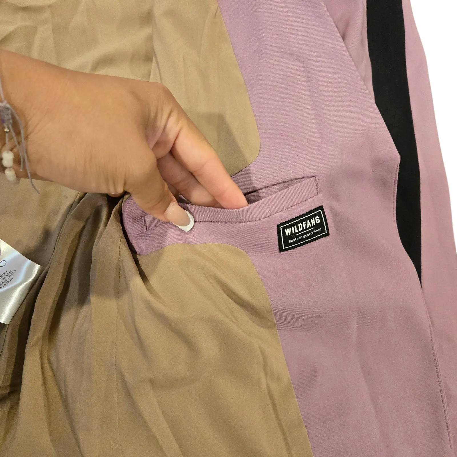 Wildfang The Empower Colorblock Tux Blazer Mauve/Black Size: S Purple - Image 6