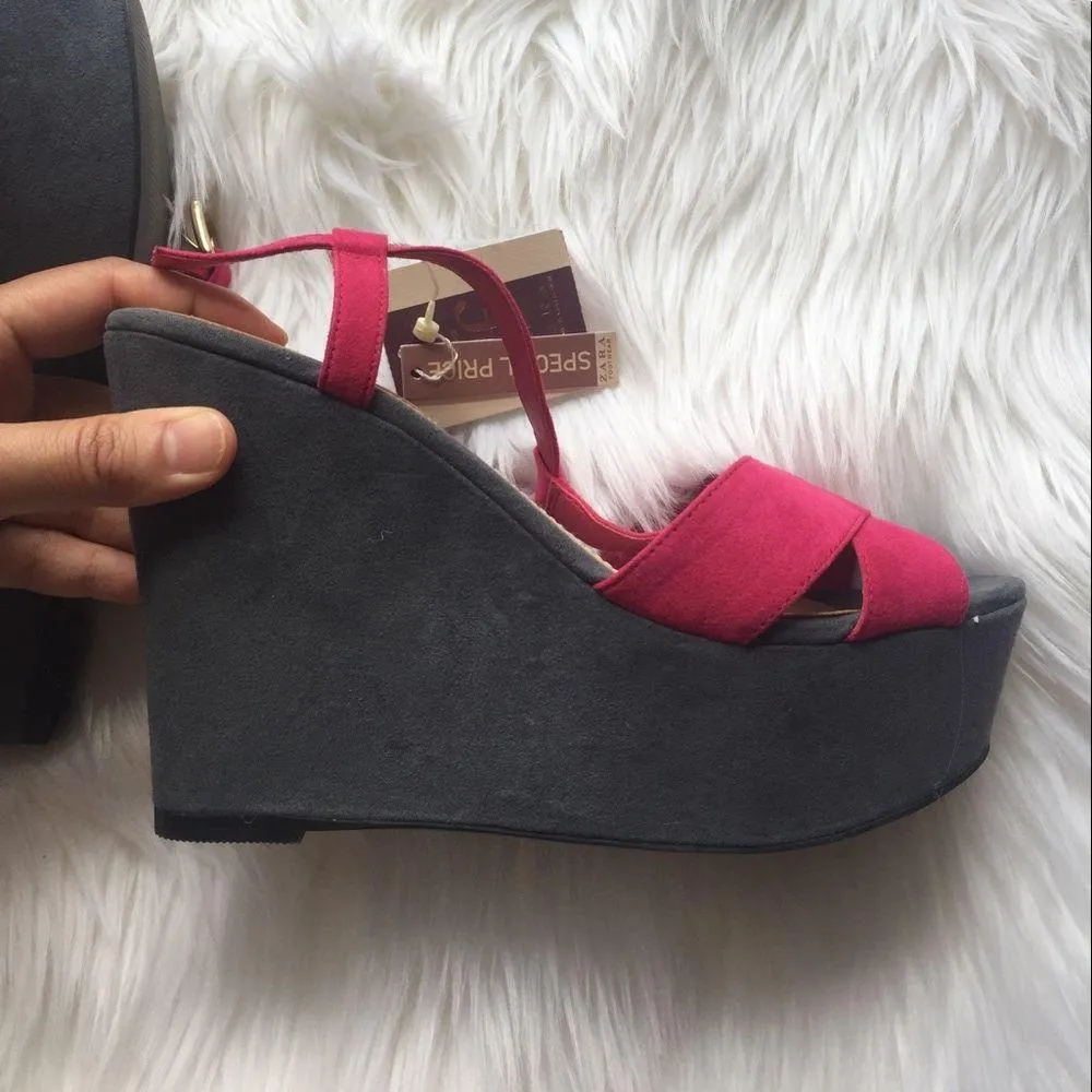 Zara T strap wedge sandals. Size 7 - Image 3
