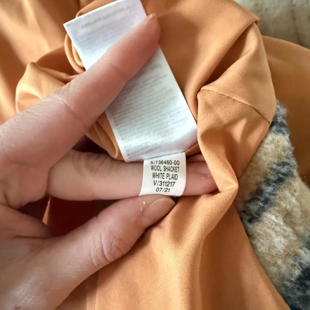 Old Navy Wool Shacket White Plaid Shirt Jacket Coat Medium - Image 7