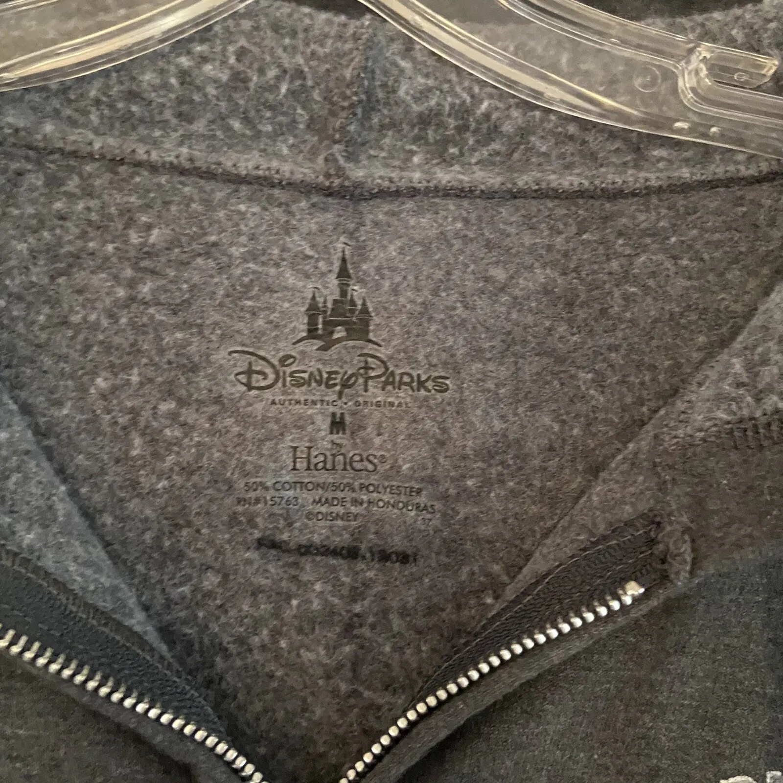 Disney Parks Disneyland Mickey Mouse Dark Gray Zip Hoodie Sweatshirt Medium - Image 4