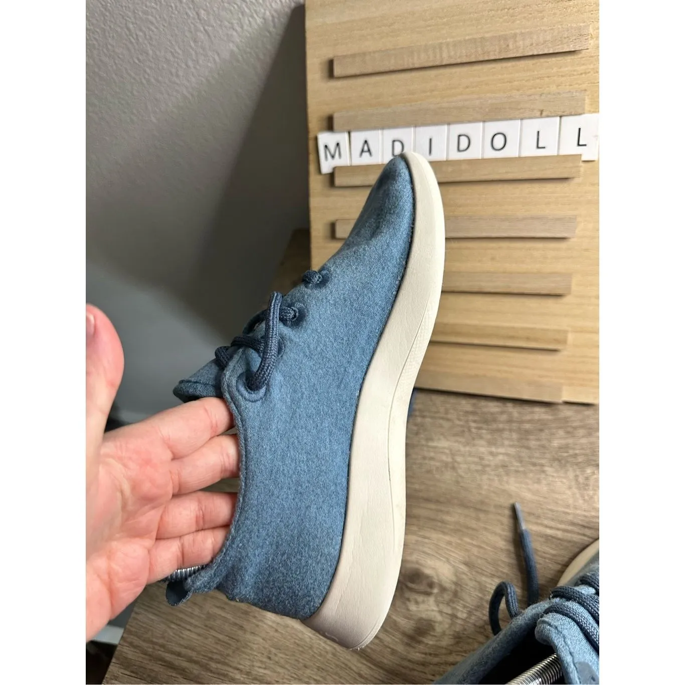 Allbirds Women’s Blue Wool Runner Sneakers Shoes Size 6 - Image 5