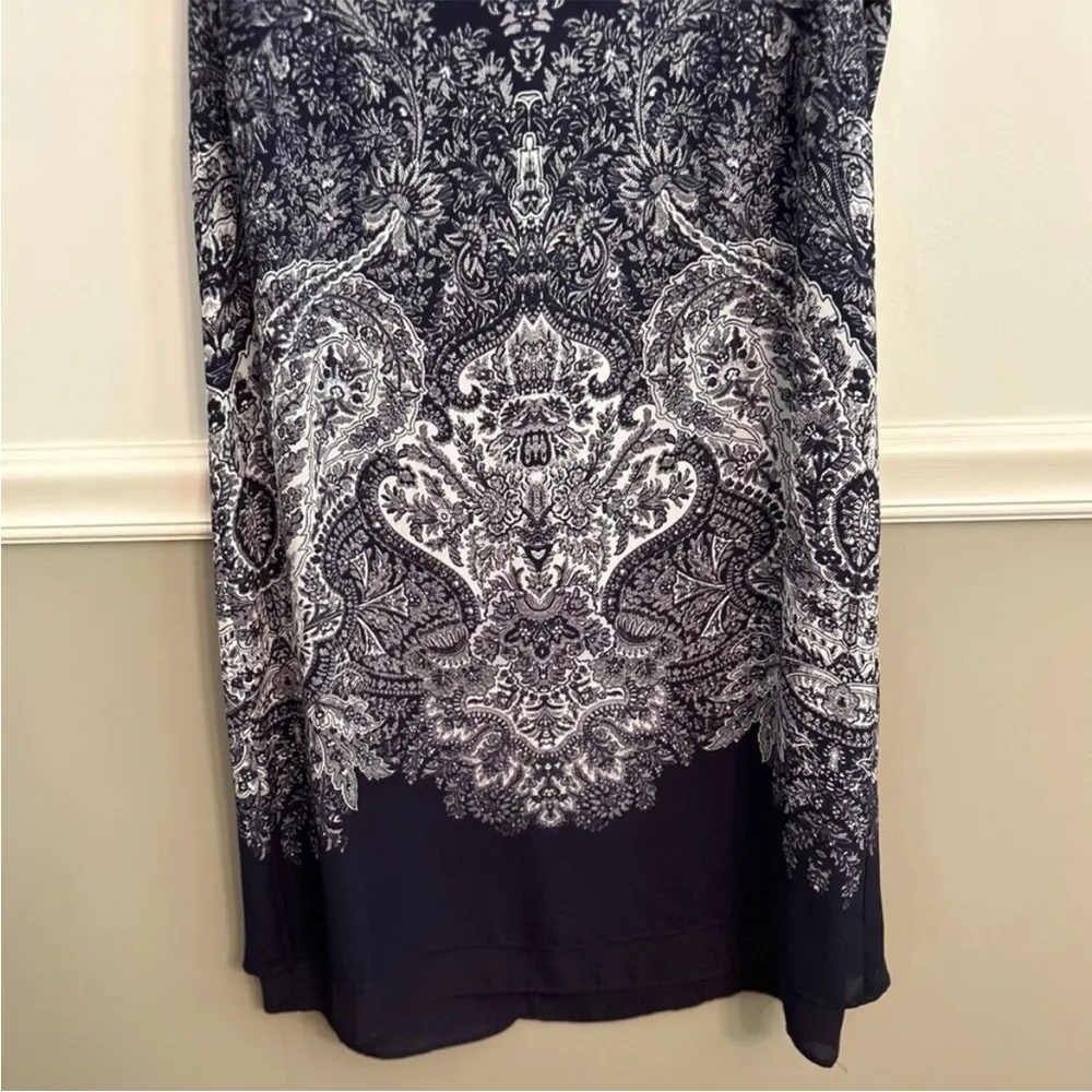 Women’s Rose & Olive Navy White Sleeveless Sheath Knee Length Dress Size 10 - Image 5