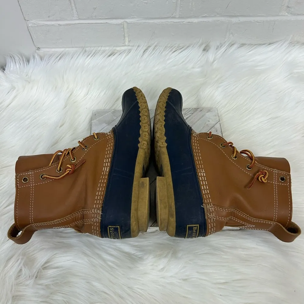 L.L.Bean Women’s 8” Unlined Bean Boots in Tan/Bright Navy/Gum Size 7N - Image 8