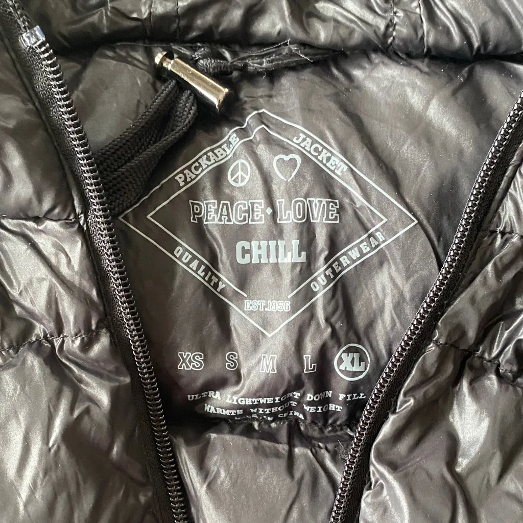 Ultra Lightweight Down Fill Black Packable Hoodie Vest size XL - Image 2