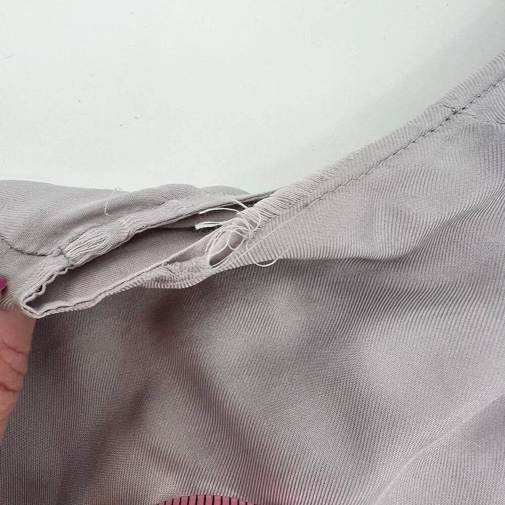 Anthropologie Floreat salt on sea shirt dress Gray Ruffle Embroider Silk medium - Image 10