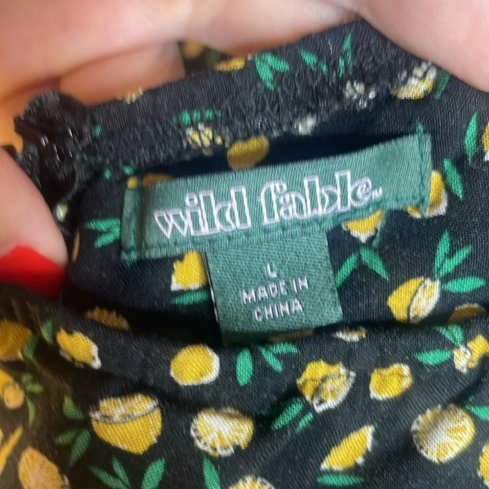 Wild Fable Drop Waist a tie Back Lemon Print Sundress Large - Image 7