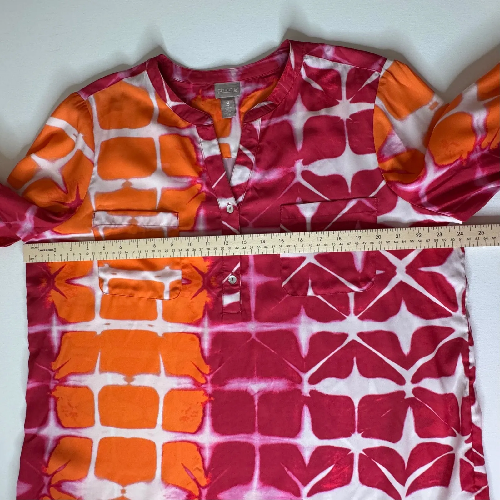 Chicos Tie Dye Abstract Blouse Size 3 XL V-Neck Colorful‎ Vibrant Lightweight - Image 10