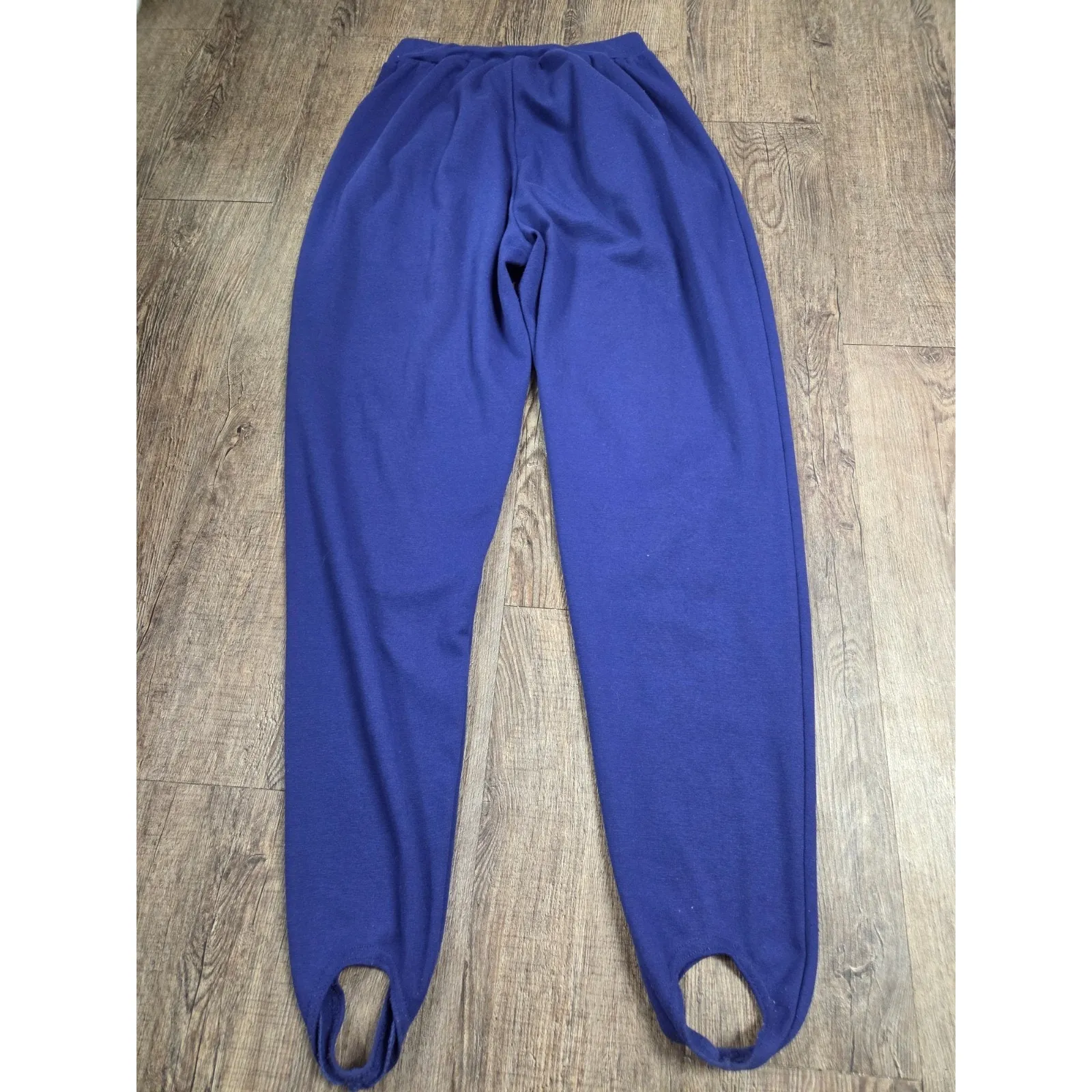 Trend Basic 1980s Blue/Purple Stretchy Stirrup Pants Vintage Women's Medium Blue - Image 4