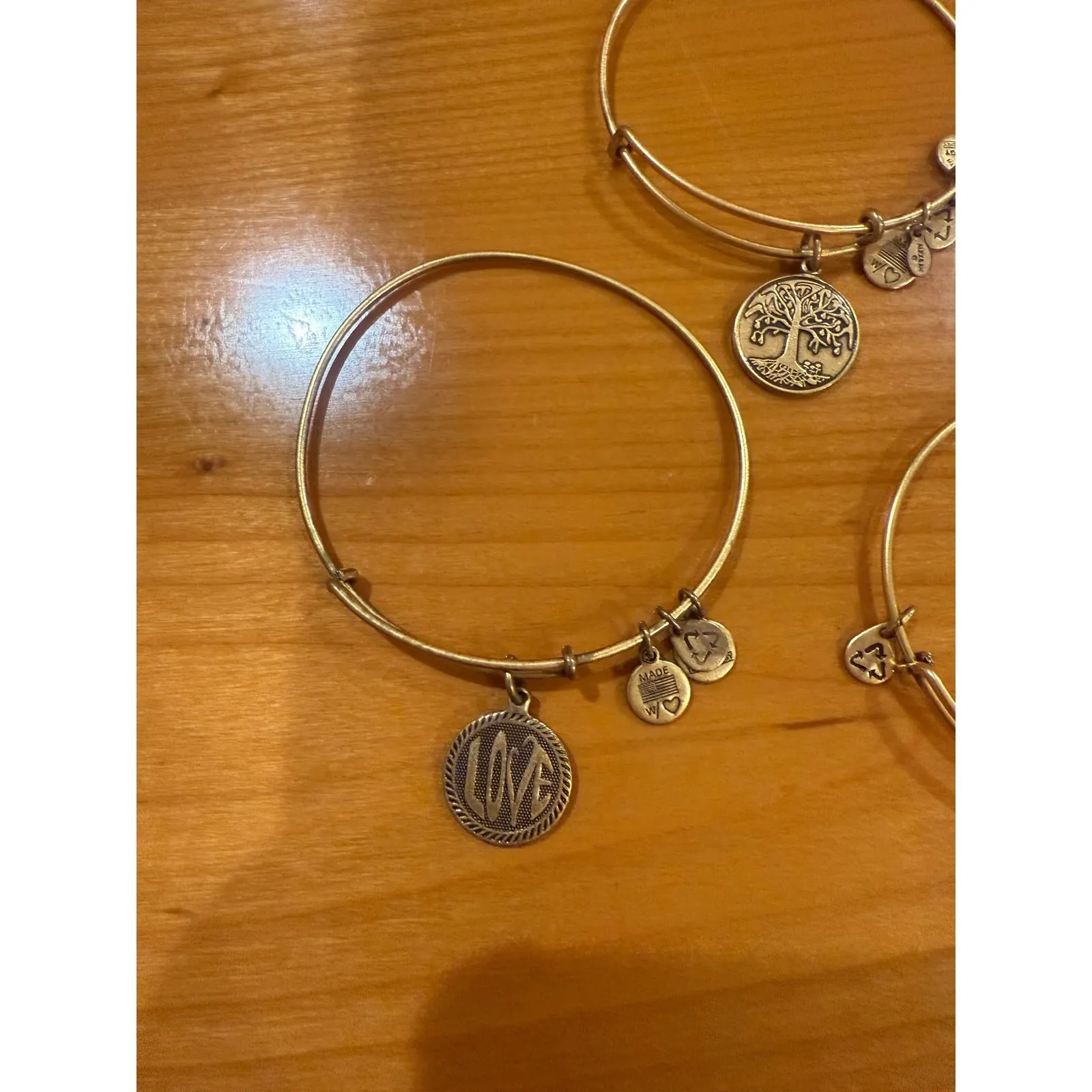 Alex and Ani Charm Bracelets Gold Tone Mixed Charms Lot of 10 - Image 2