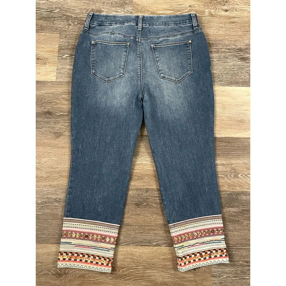 Chico's so slimming girlfriend slim leg crop medium wash jeans women's 8P NWOT - Image 2