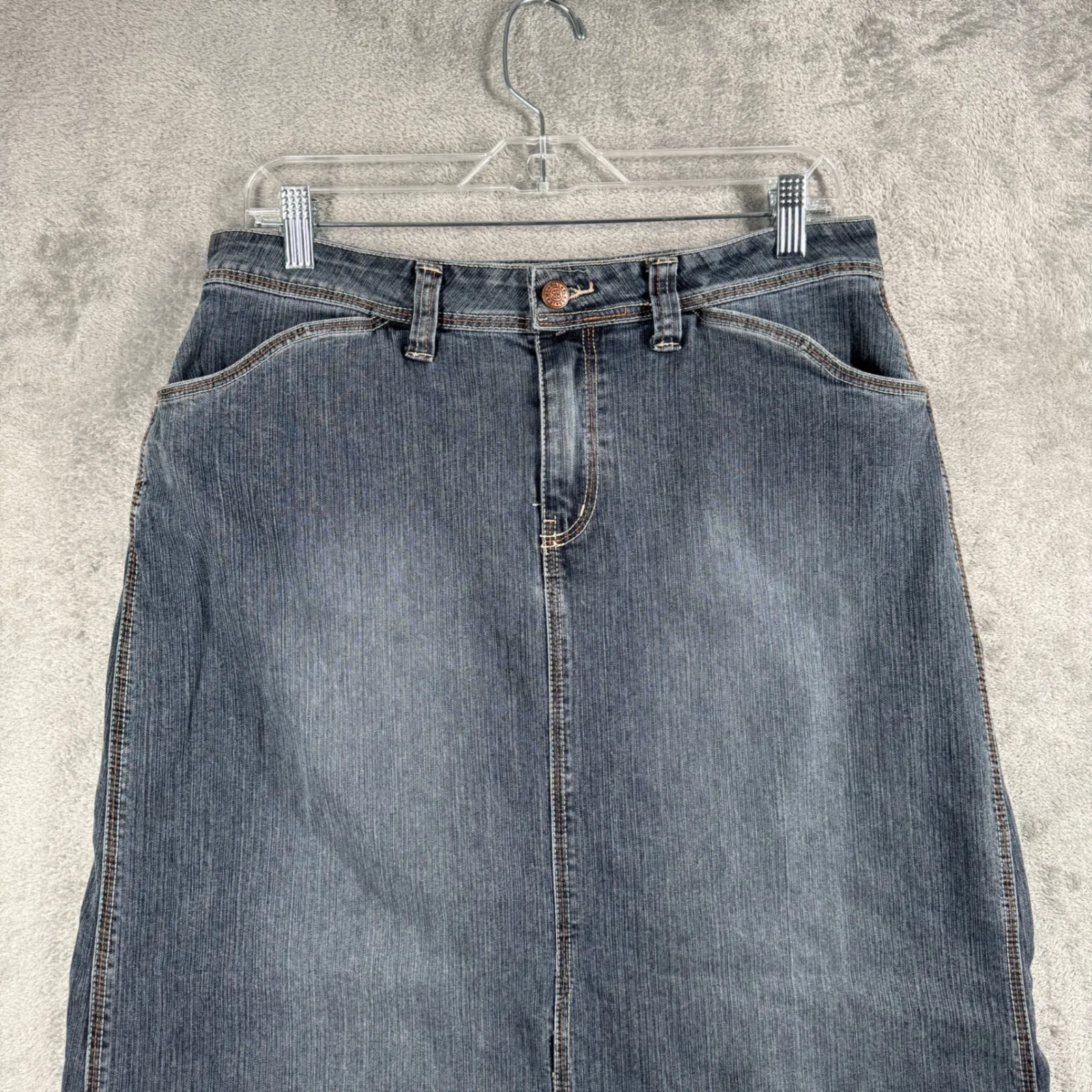 Bill Blass Jeans Stretch Denim Maxi Skirt Women's 8 High‎ Waist Y2K 90s Vintage Blue - Image 4