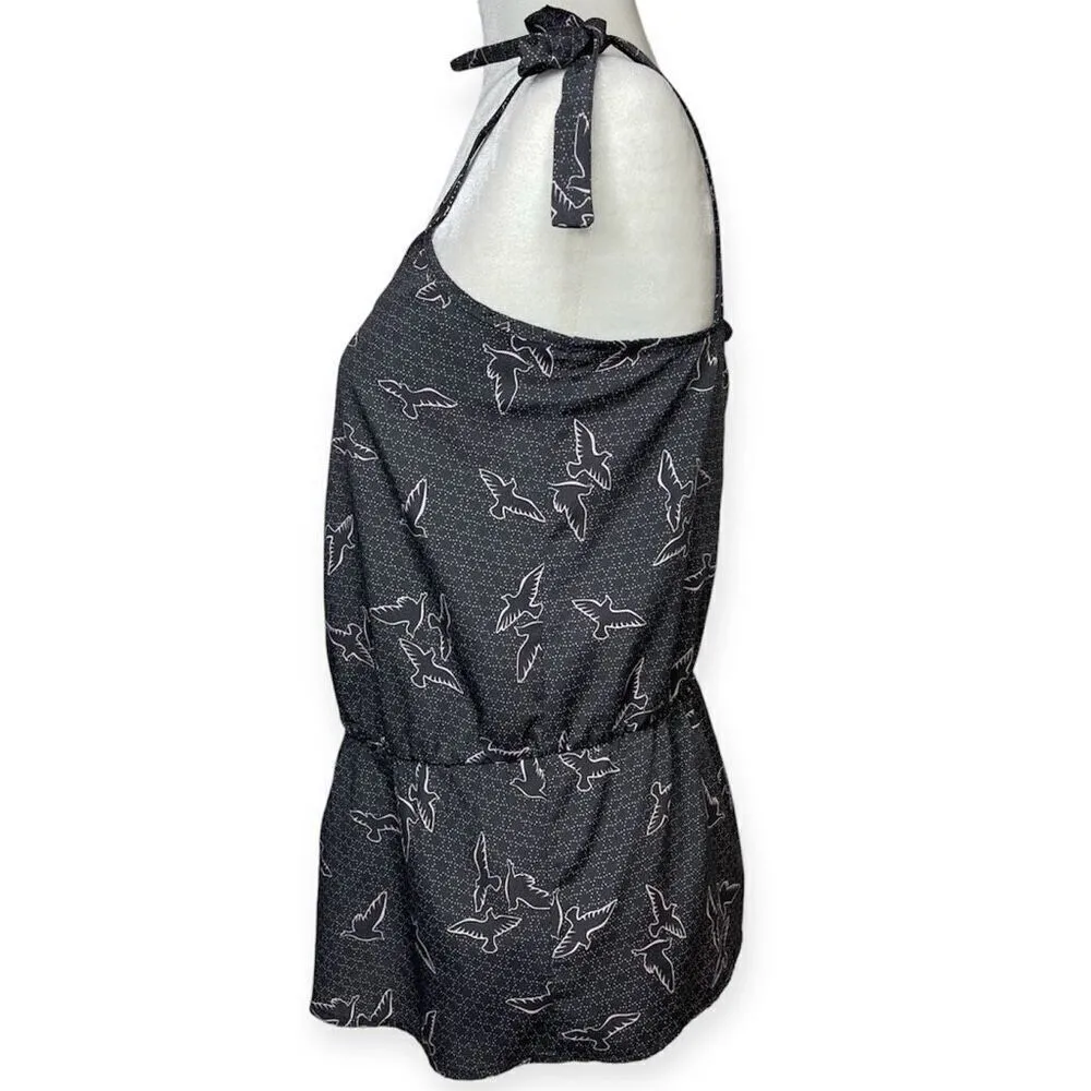 GLAM Tie Shoulder Bird Peplum Tank Top - Small - Image 2