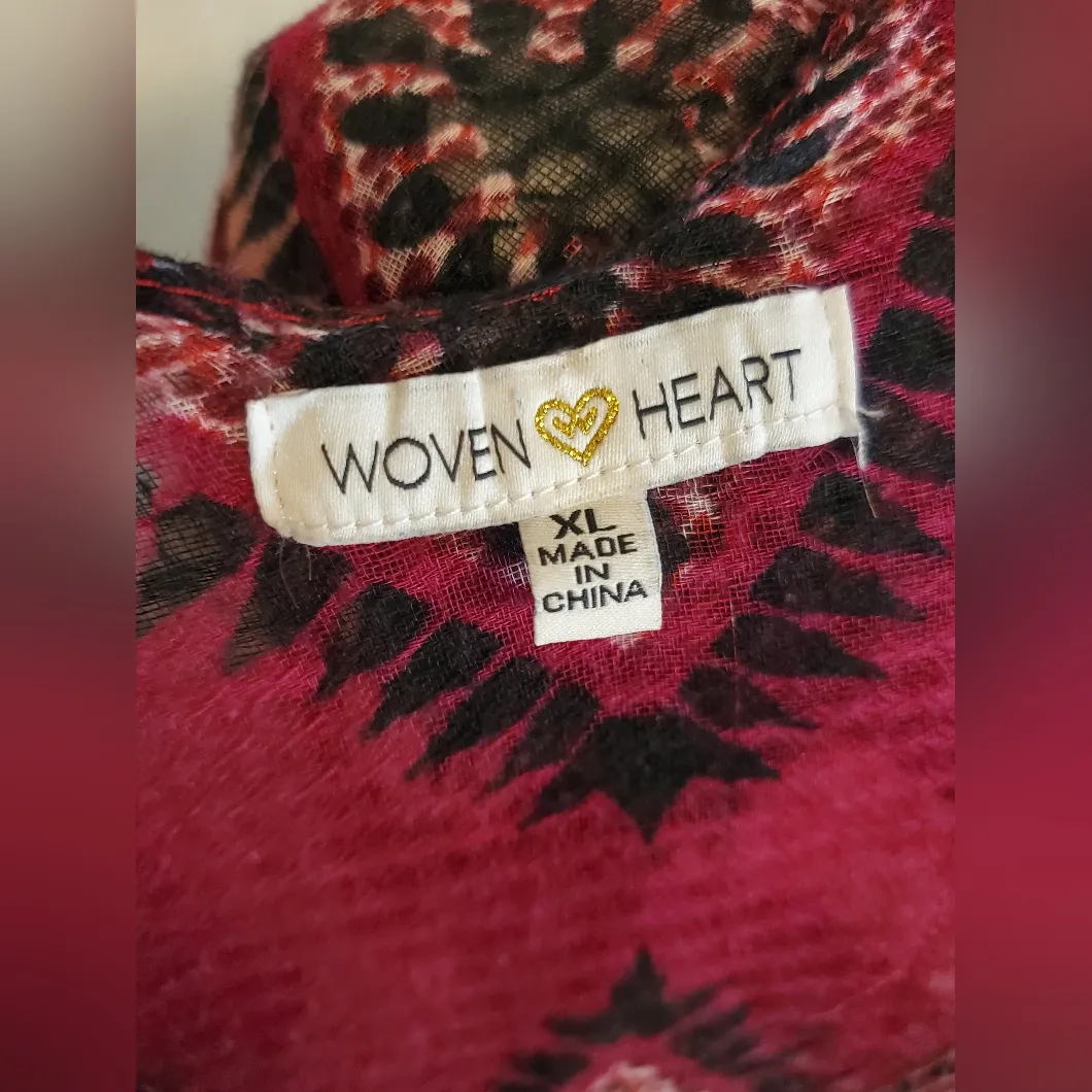 Woven Heart women's kimono or ruana with an abstract geometric and boho Print XL - Image 6