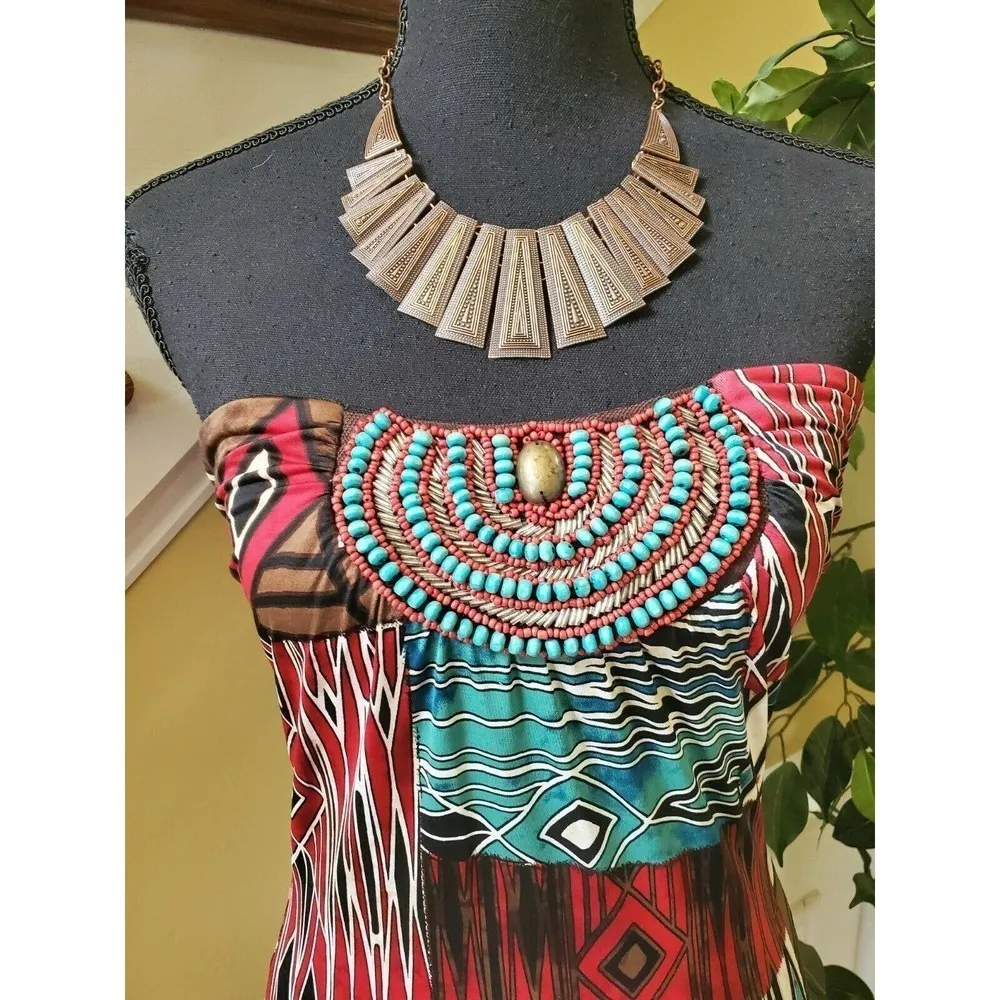 Vtg VAVAVOOM Medium Strapless Cocktail Dress Red - Image 2