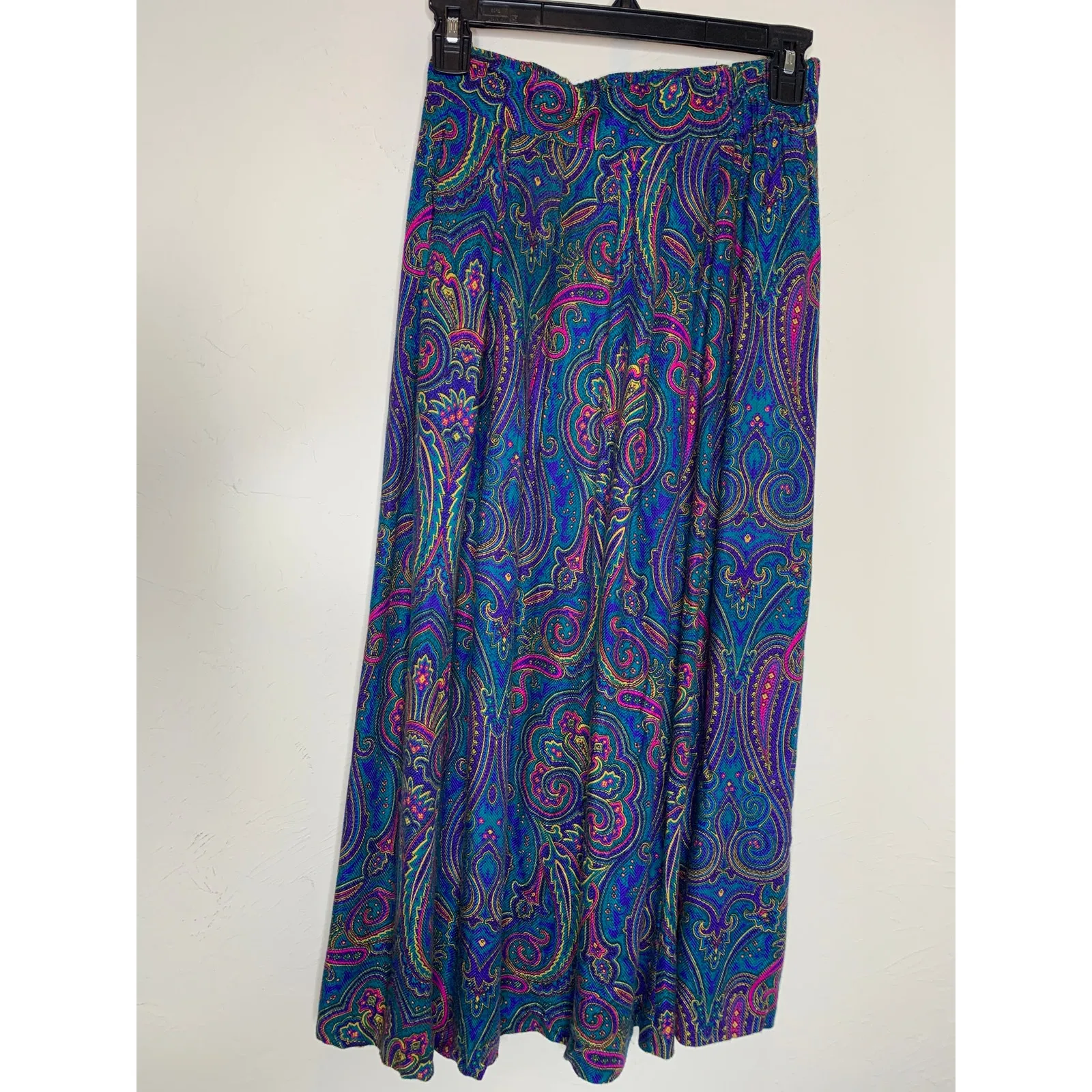 90s Vintage Turquoise Pink Paisley Top Skirt Set Sz XS Blue - Image 7