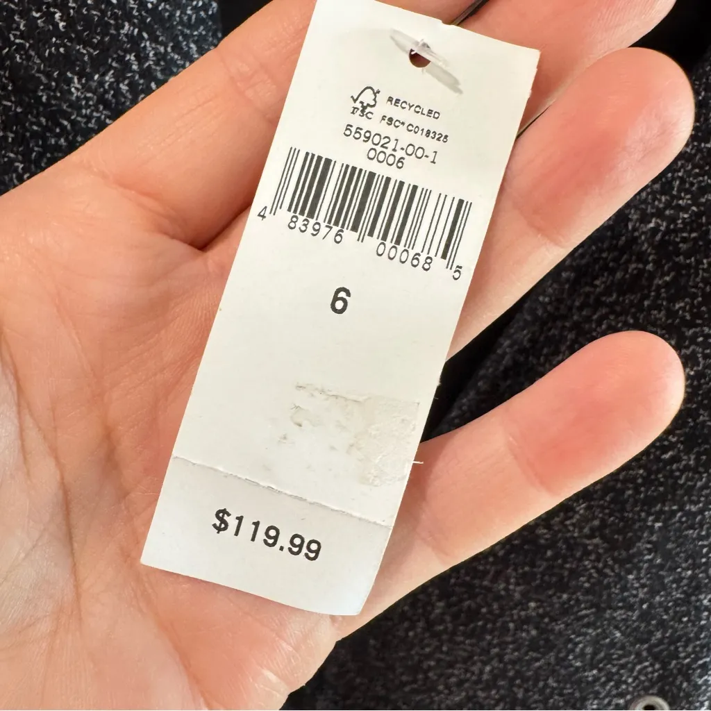 Banana Republic NWT Faux Leather Marled Wool Blend Zip Front Moto Jacket Size 6 - Image 2