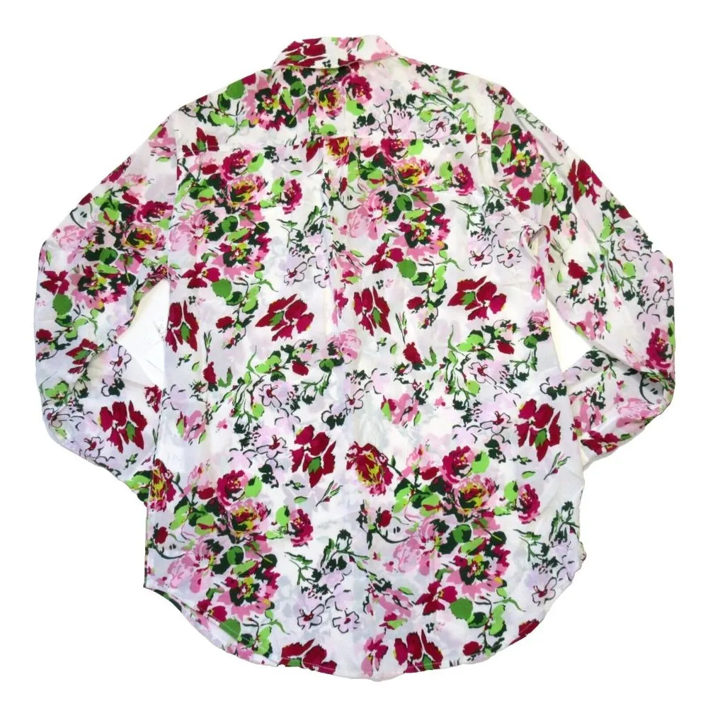 NWT Equipment Signature in Bright White Floral Silk Button Down Shirt S - Image 6