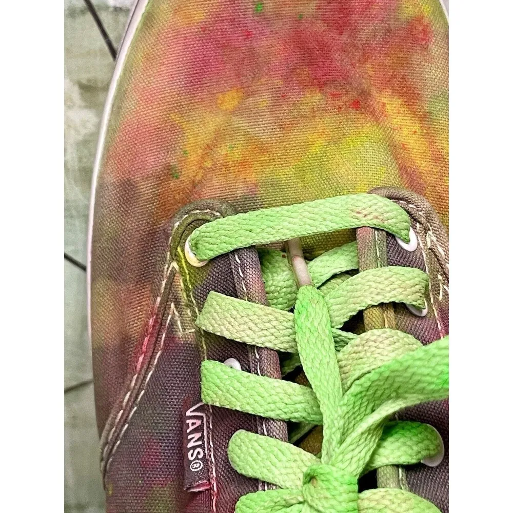 Vans Custom Bleached Tie Dyed Lace Up Sneakers Womens Sz9 Low Top Skater - Image 4