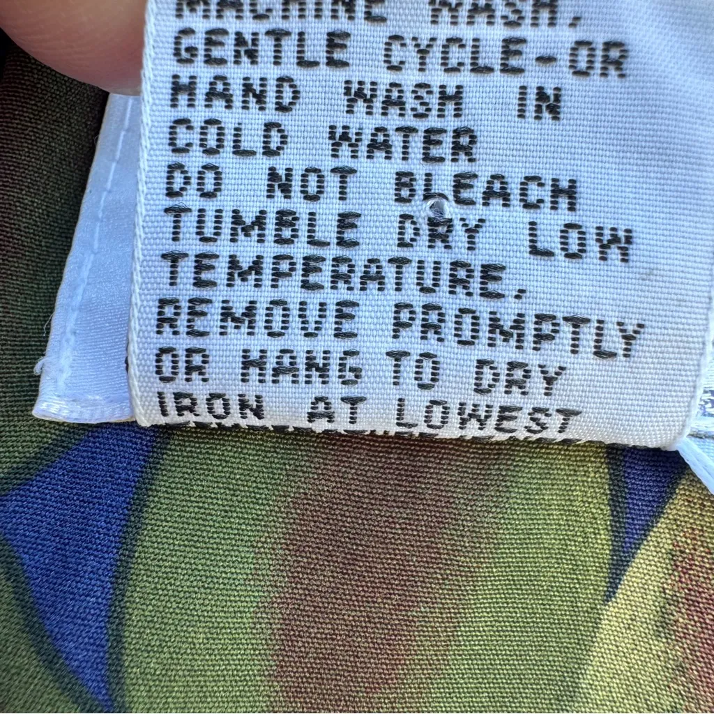 Vintage 80s Tess‎ Dress Bright Tropical Floral Tie Waist Made Hong Kong Size 6 P Red - Image 8