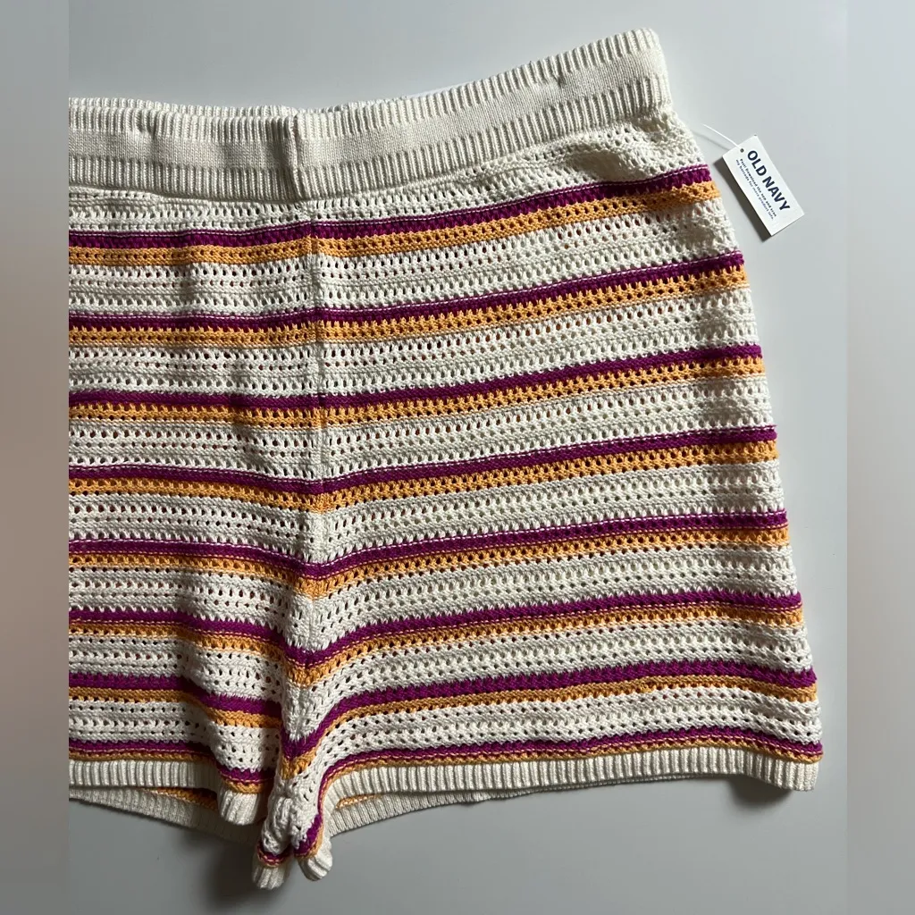 NWT Old Navy Crochet Swim Cover Up Shorts, Striped, Size 2X - Image 3
