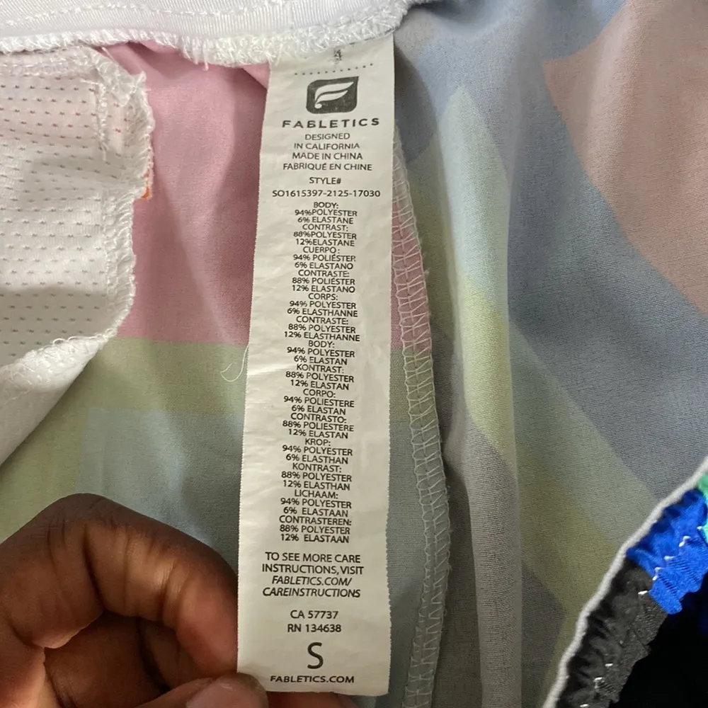 Fabletics Abstract Colorblock Running Shorts SIZE S - Image 2