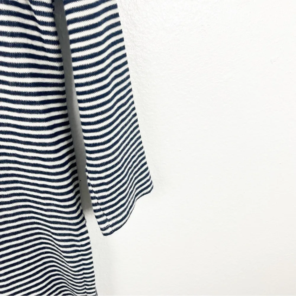 ANTHROPOLOGIE Postmark Blue White Striped Linen Blend Side Slits Henley Dress - Image 9