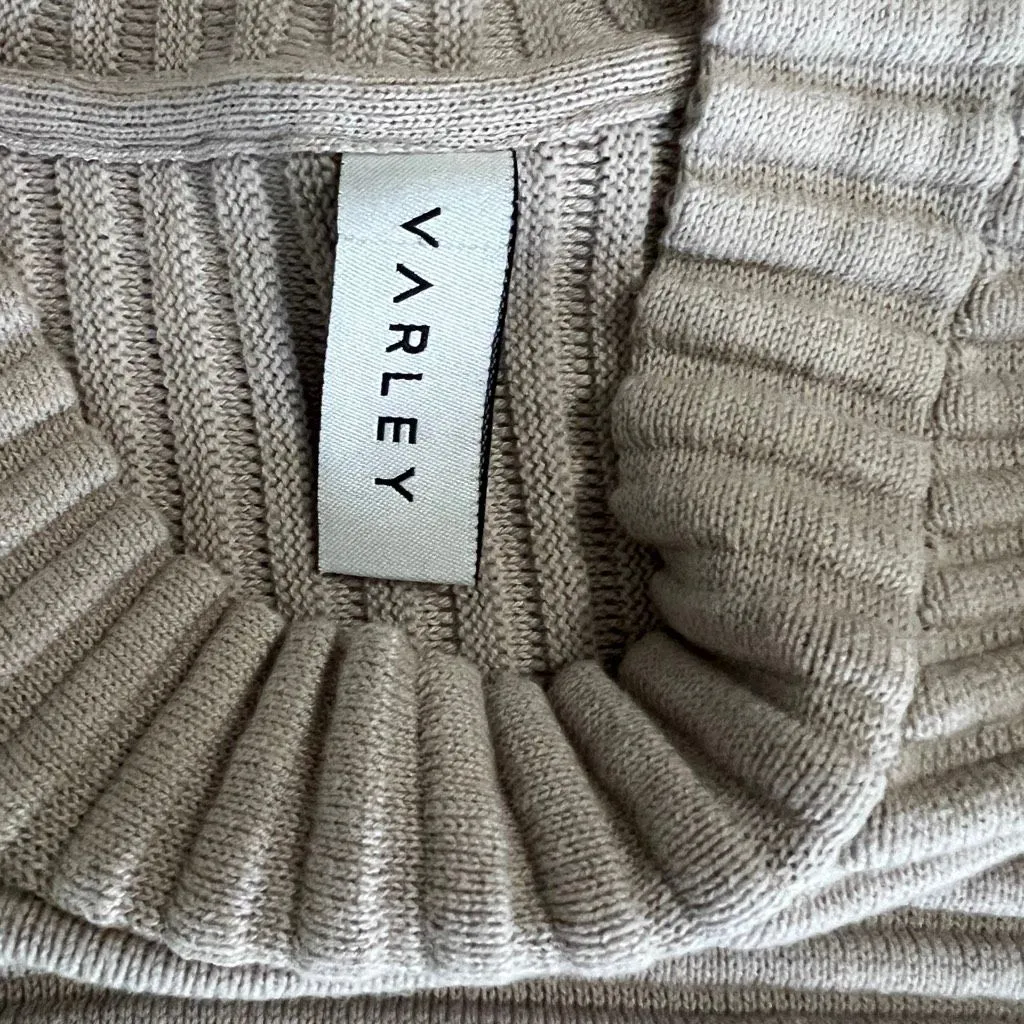 Varley 100% Cotton Ribbed Pullover Sweater Anthropologie Small Beige Neutral - Image 7