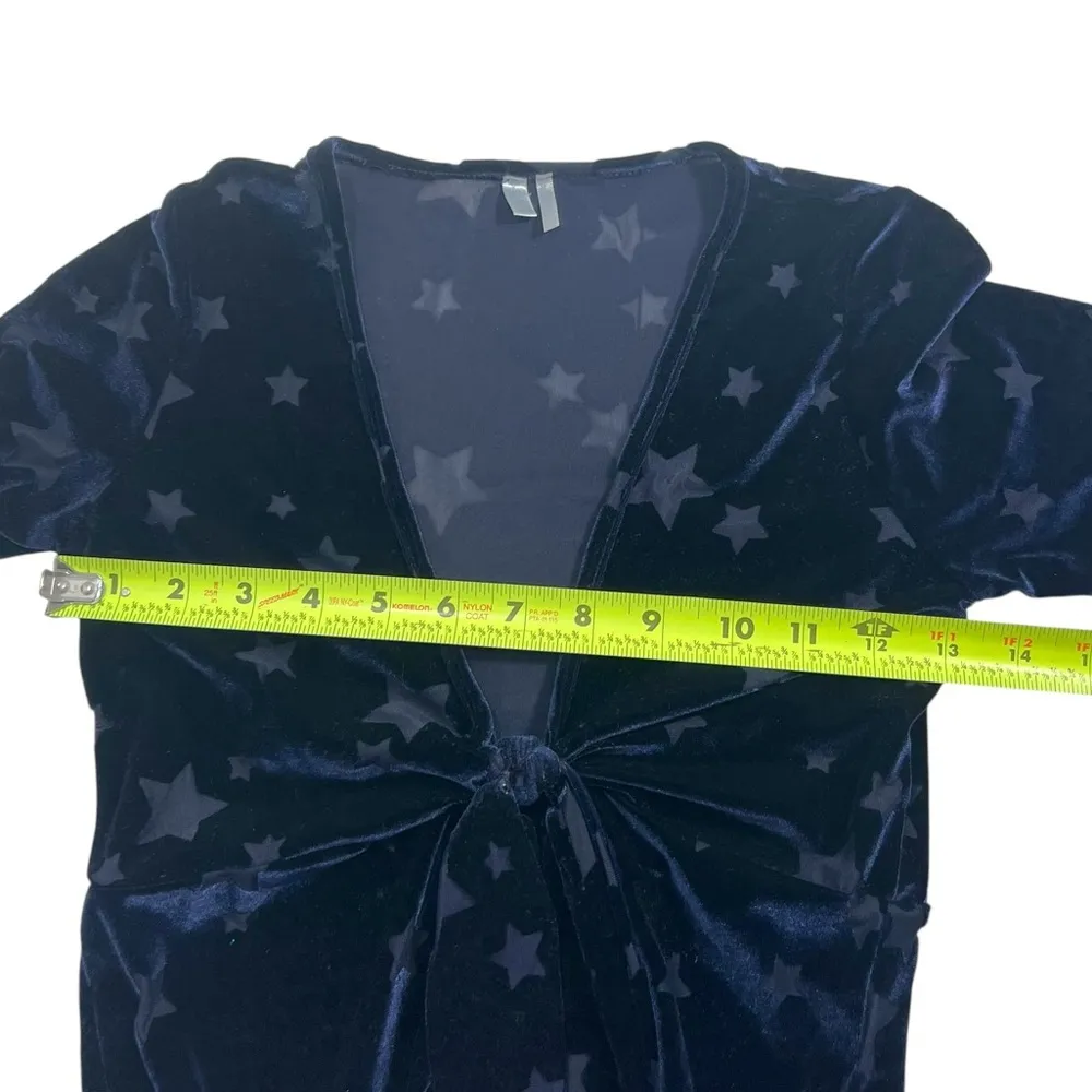 Out From Under UO  Dark Blue Velvet Star Knot Front Top - Image 5