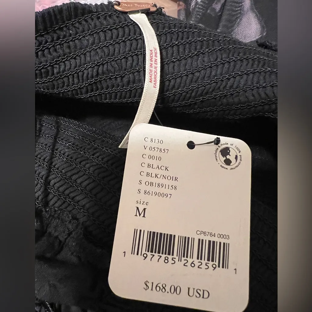 Free People Black Storm Dress Balloon Sleeve Eyelet Bohemian Witchy Wednesday - Image 7