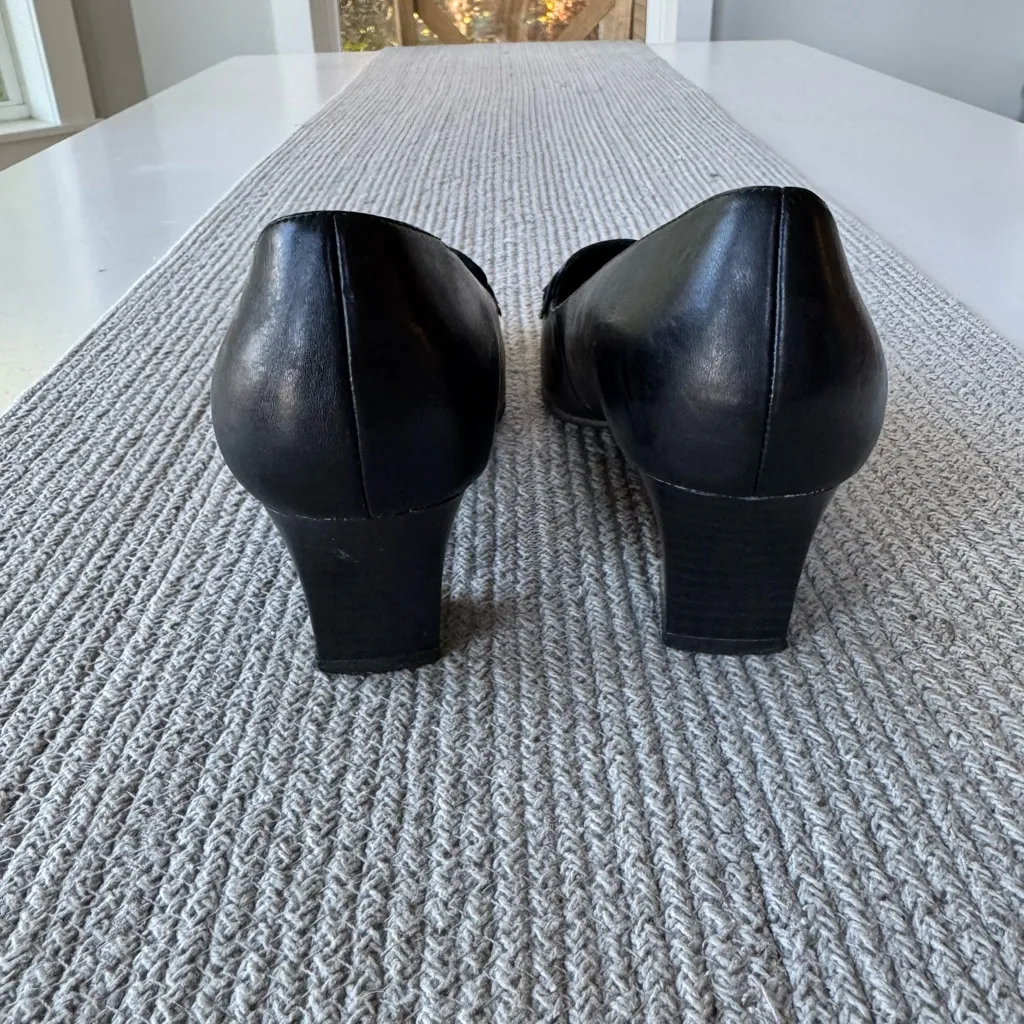 Life Stride Strategy Black Heeled Square Toe Loafer Pumps Tassel Detail Size 8 - Image 6