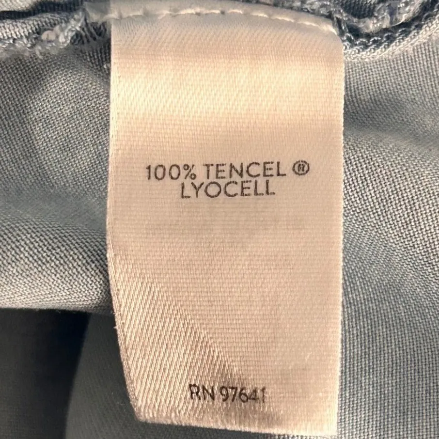 J Jill Womens Chambray Blouse Size Large Bohemian Tencel Denim Bell Angel Sleeve Blue - Image 8