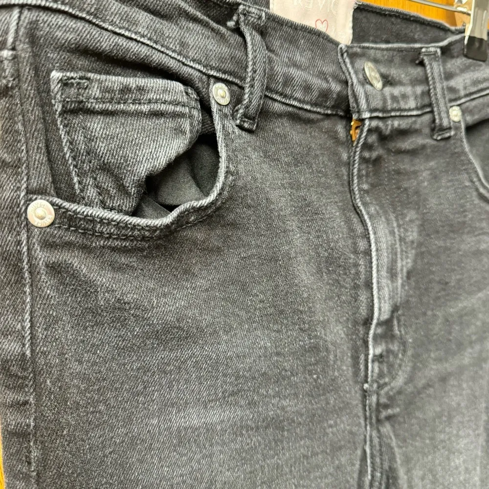 Revice Farrah High Rise Straight Leg Waistband Hem Denim Jeans Midnight Black 26 - Image 7