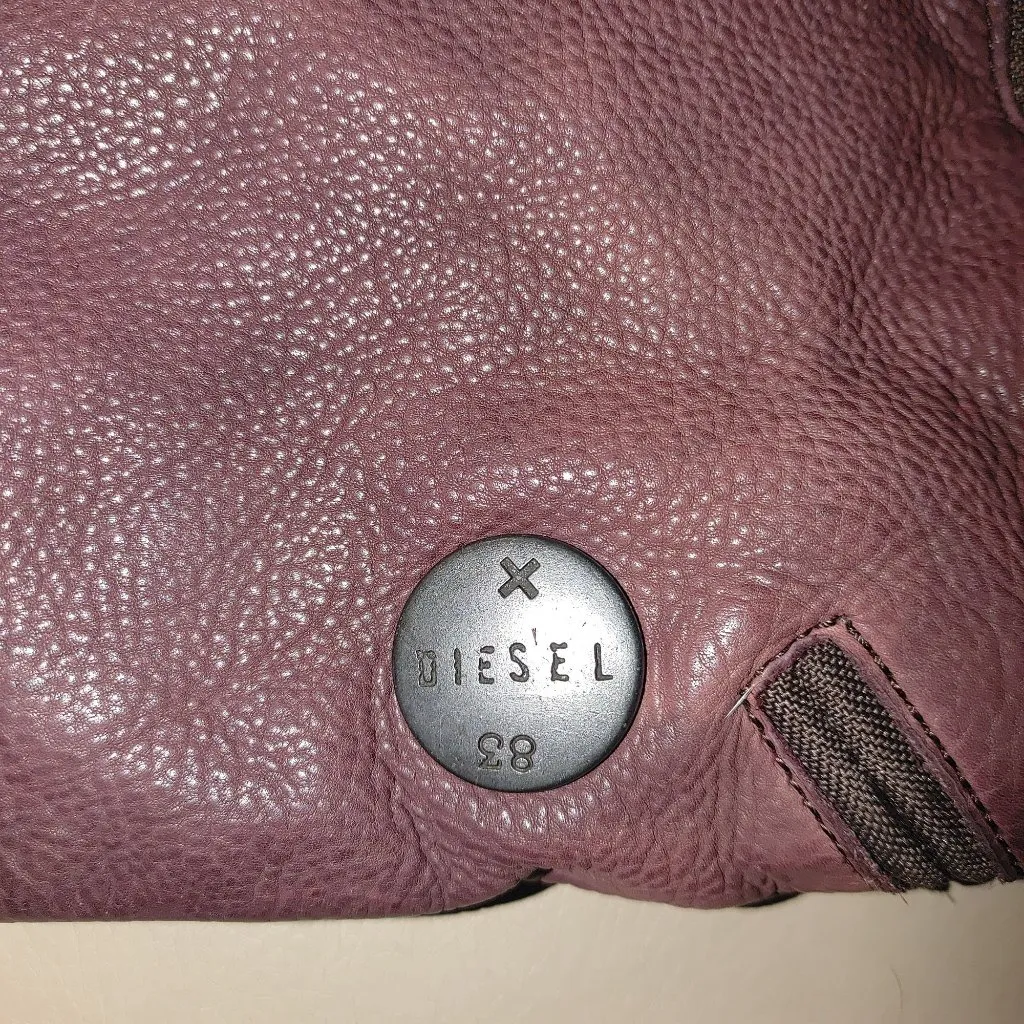 Diesel Vintage Leather Handbag Tote Purse Heavy Hardware Burgundy Leather India - Image 3