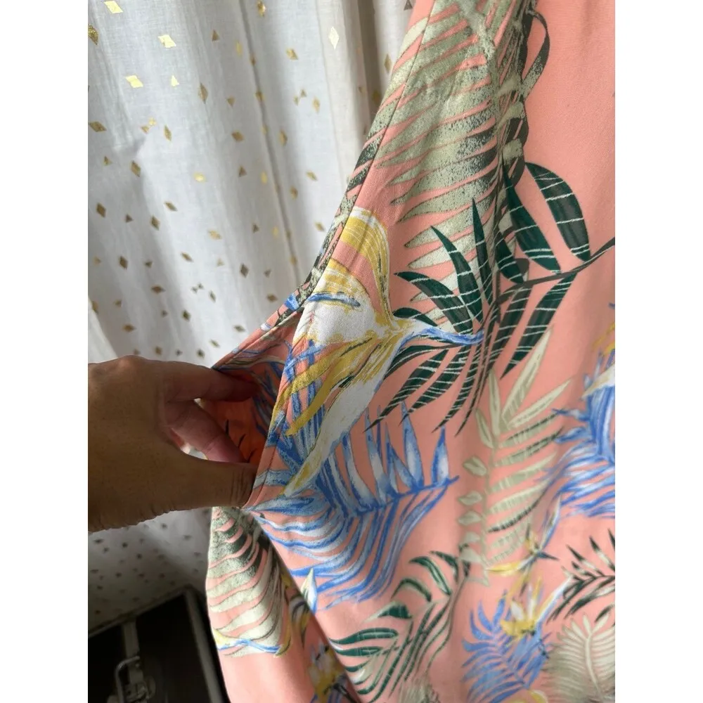 Palmwave Hawaii Tropical Leaves Adjustable Self Tie Straps Handkerchief Dress Pink Size undefined - Image 3