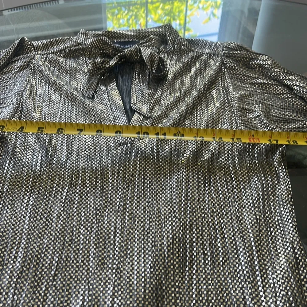 Sabina Musayev Anthropologie Eugine Shirt Dress Metallic Pleated size small - Image 16