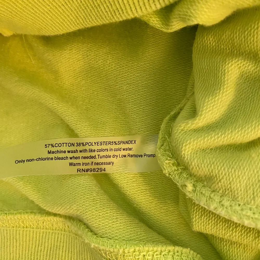 Onque Casuals Zip up Hoodie Lime Green 3/4 Sleeve S - Image 3