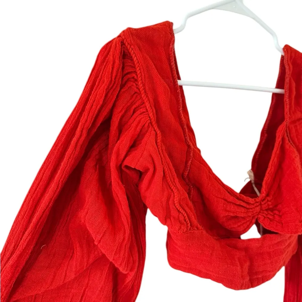 Jen’s Pirate Booty NEW Red Gauze Cotton Crop Top - Image 5