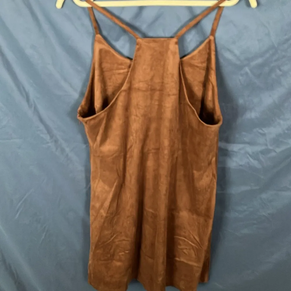 Blu Pepper: Chocolate Suede Like Embroidered Floral Dress- Side zip- M - Image 14