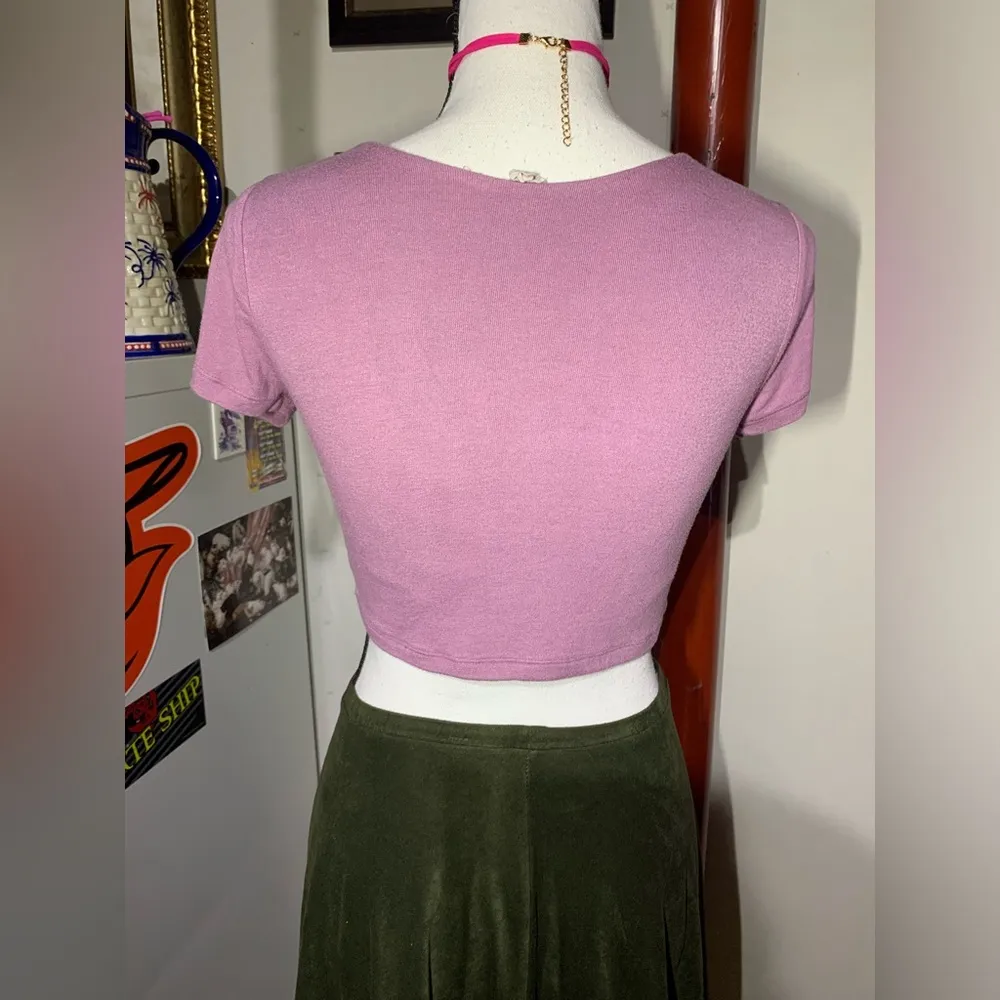 SO Purple Crossover Knot Crop Top - Image 4