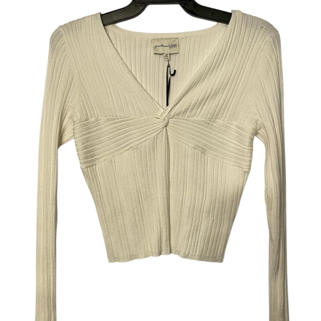 Freshman 1996 Sweater Knit Cropped Top & Maxi Skirt Lg White Twisted Front NWT - Image 3