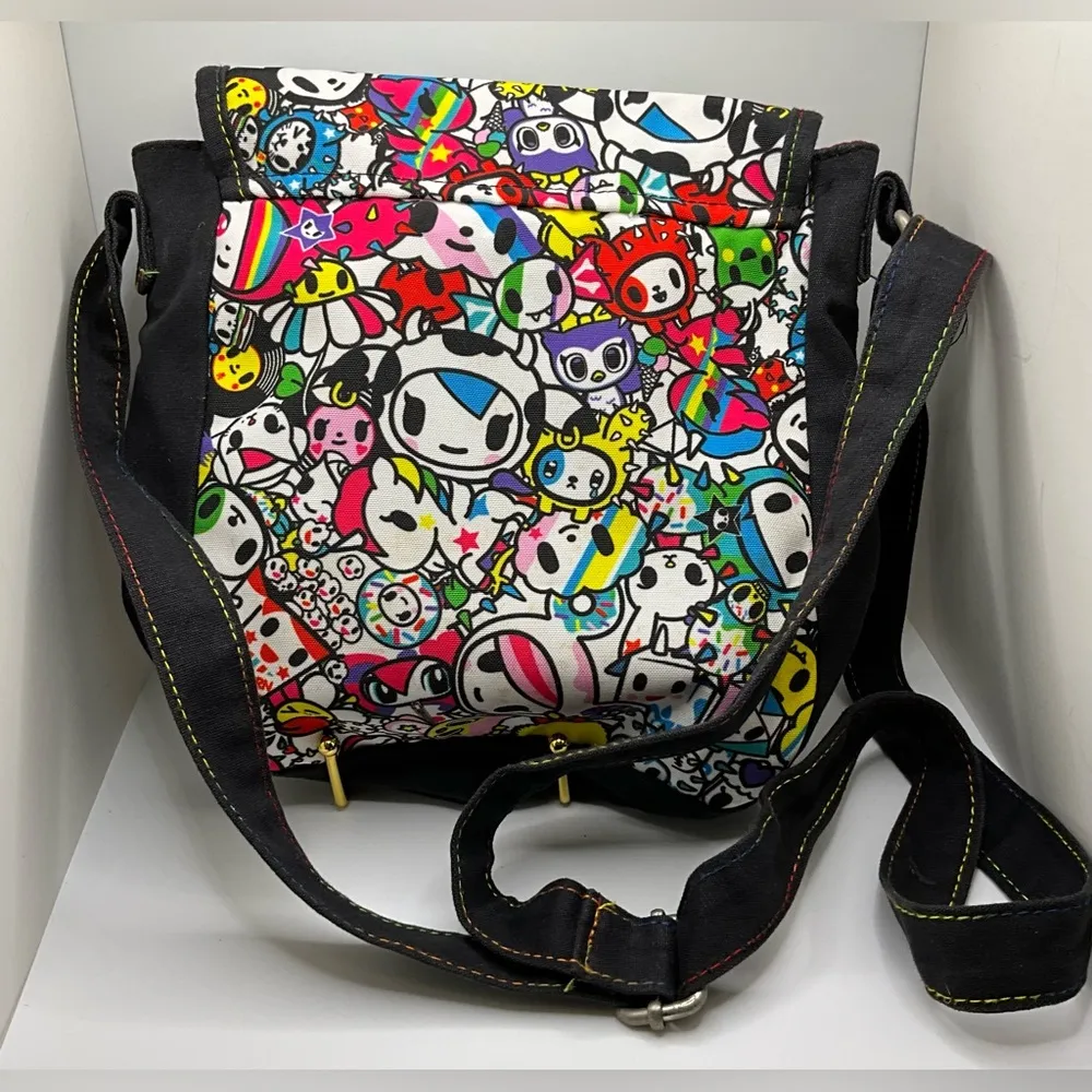A Rare HTF Neon Star X Tokidoki Small Messenger Crossbody Bag Black - Image 2