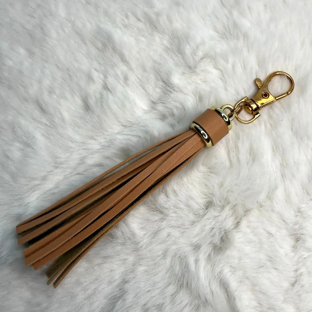 NEW Tassel Bag Charm Tassels Keychains Purse Fashion Charm Brown - Image 2