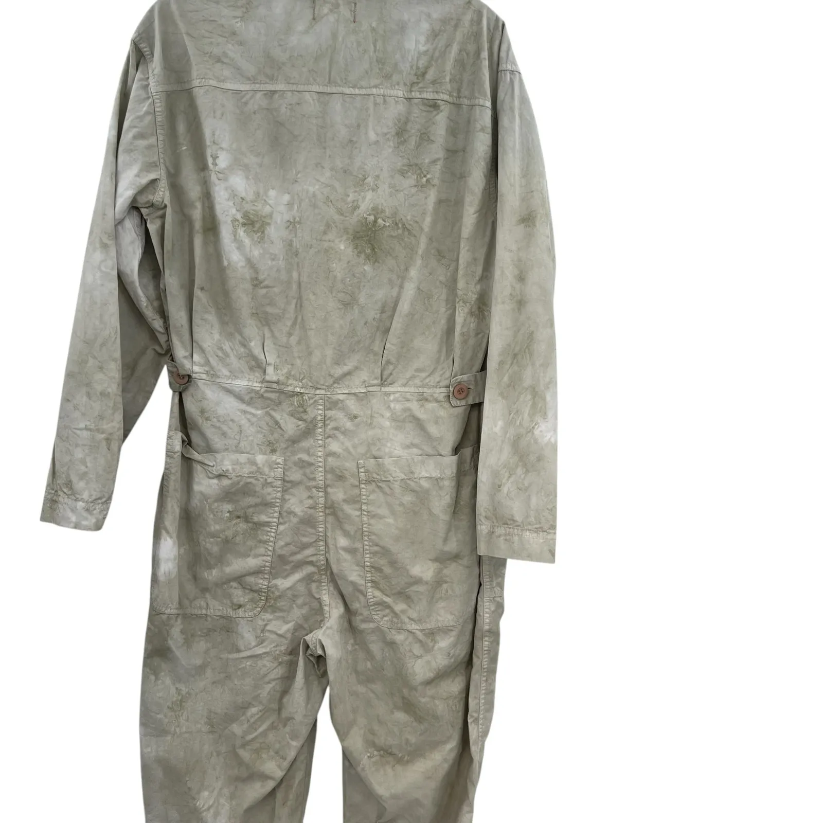 Sundry Flight Suit Jumpsuit Utility Coverall Tie Dye Green Cream Size 3 Large - Image 11