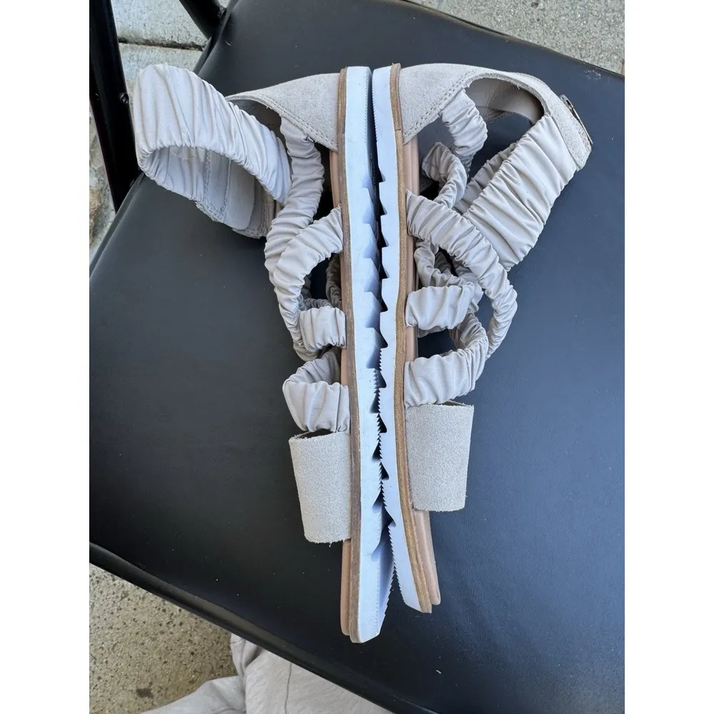 Sorel Ella II Ankle‎ Strap Sandals Women's Size 7 Ruched Taupe Gray - Image 4